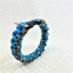 [公式]パラコードでマクラメ編み＃208　ターコイズブルー＆茶まだらの小型犬用首輪