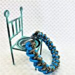 [公式]パラコードでマクラメ編み＃208　ターコイズブルー＆茶まだらの小型犬用首輪