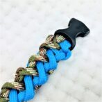 [公式]パラコードでマクラメ編み＃208　ターコイズブルー＆茶まだらの小型犬用首輪