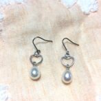 シルバー淡水パールピアス・イヤリング ハート型