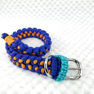 [公式]パラコードでマクラメ編み犬首輪#234 紫とオレンジの小型犬用首輪