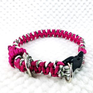 パラコードでマクラメ編み犬首輪＃10(No23)サイズ調節可能ワンタッチ着脱首輪（中型犬用）