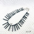 黒サンゴと水晶のチョーカー&ロングネックレス全体画像と寸法