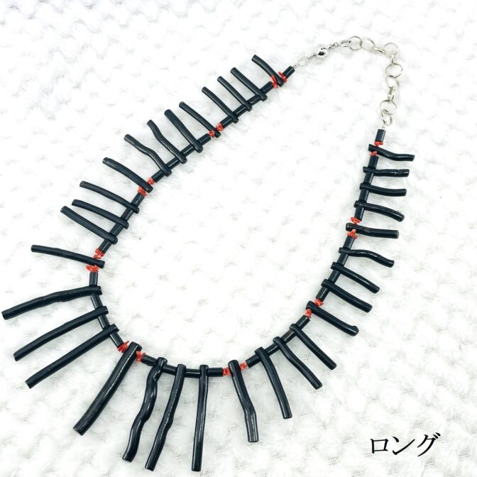 黒枝サンゴと赤細枝サンゴのチョーカー＆ロング全体画像