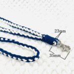 マクラメ編み携帯ショルダーベルトネイビーと白アップ寸法