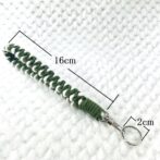 マクラメ編みキーホルダーグリーンと白縦長の寸法