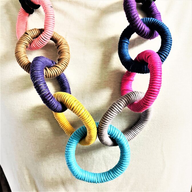 コットンロープでマグネット付きカラフルネックBマネキン装着ドアップ