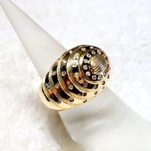 K18リングくるくるドームメレダイヤ入り