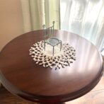 マクラメ編みテーブルセンター生成り色