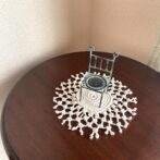 マクラメ編みテーブルセンター生成り色