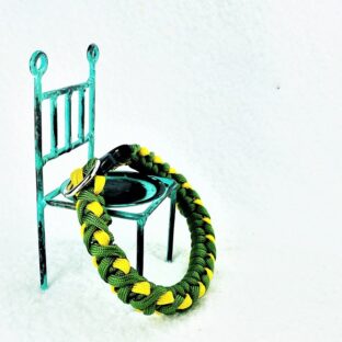 [公式]パラコード＃119No149マクラメ編みイエローとグリーンの猫と小型犬首輪