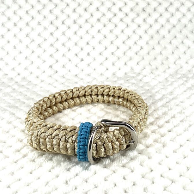 [公式]#275パラコード編み犬首輪中型犬用ゴールド色首輪全体