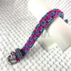 [パラコード編み犬首輪]#296 3色使いのダイヤ柄小型犬用首輪全体画像