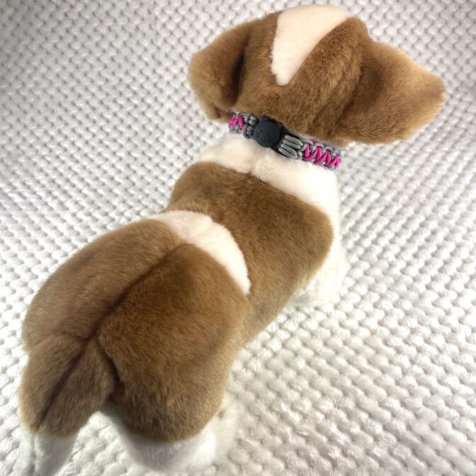 [公式]パラコード犬首輪#297 猫と超小型犬用首輪平結びのアレンジ首輪犬に装着背中画像