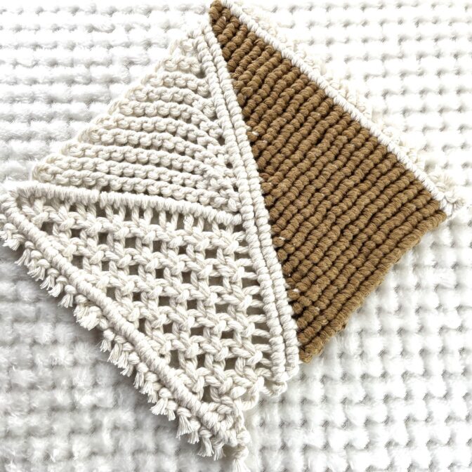 マクラメ編み鍋敷き表側全体