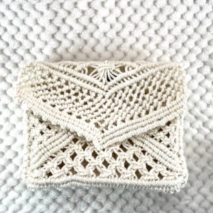 マクラメ編みNo.4生成りポーチ