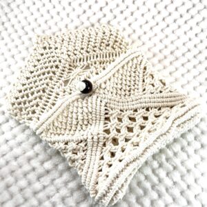 マクラメ編みNo.5生成りポーチ底マチのみ