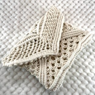 マクラメ編みNo5生成りポーチ底マチのみ