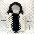 [公式]マクラメ編みNo11白黒小さなバッグ寸法