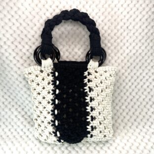 [公式]マクラメ編みNo11白黒小さなバッグ