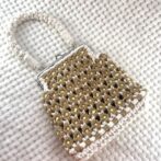 [公式]マクラメ編み#13小型で小花模様バッグショルダー付き全体画像