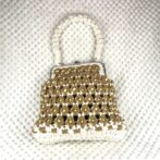[公式]マクラメ編み#13小型で小花模様バッグショルダー付き手提げバッグのみ