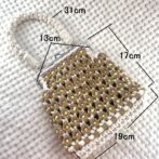 [公式]マクラメ編み#13小型で小花模様バッグショルダー付き各寸法表示