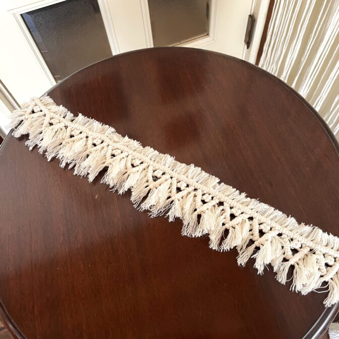 マクラメ編み帽子飾り流した画像