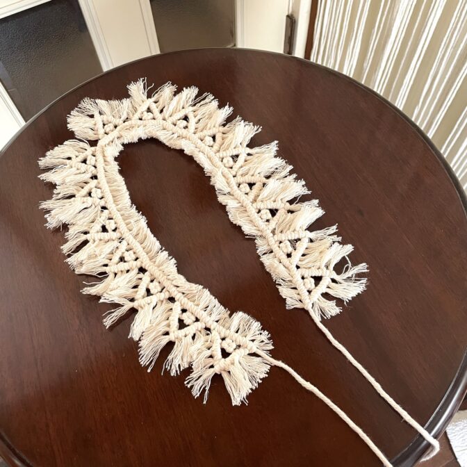 マクラメ編み帽子飾り取り外した画像