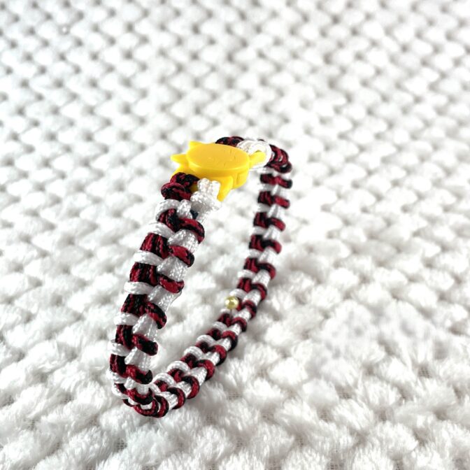 [公式]#305 パラコード編みねこ首輪 2色使いの簡単ねこ首輪立てかけた画像