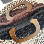 [マクラメ編み]No.22リング編みバッグ２色カラー持ち手の画像