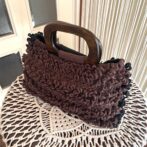 [マクラメ編み]No.22リング編みバッグ２色カラー茶色側の画像