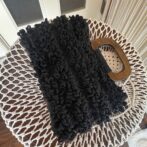 [マクラメ編み]No.22リング編みバッグ２色カラー黒側の全体画像